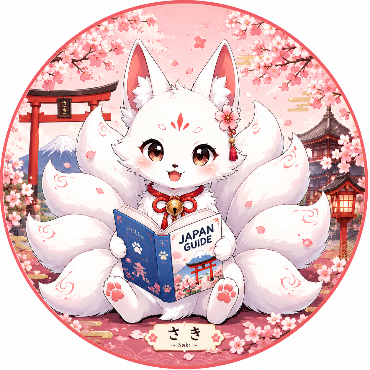 Saki, the nine-tailed white fox guide for Life with Saki