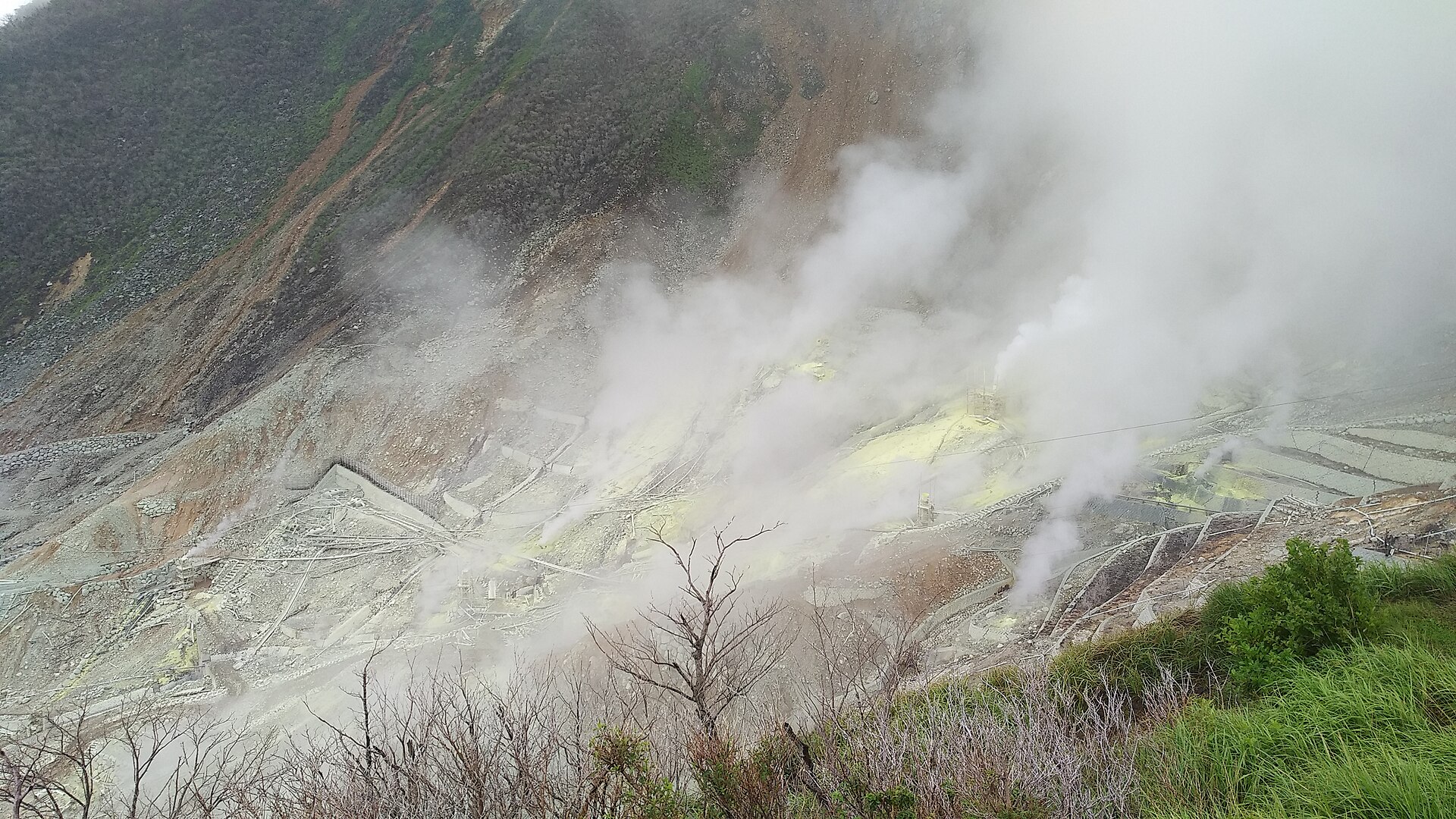 Volcanic steam rising from Owakudani in Hakone