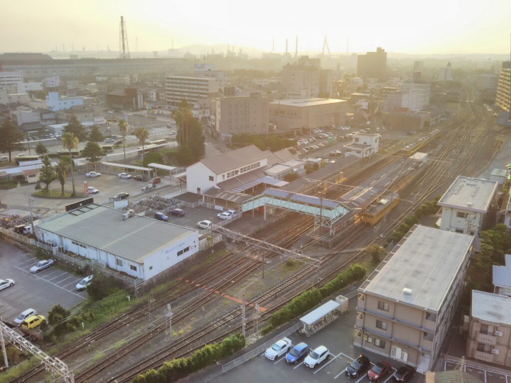 Ube-Shinkawa Station at sunset