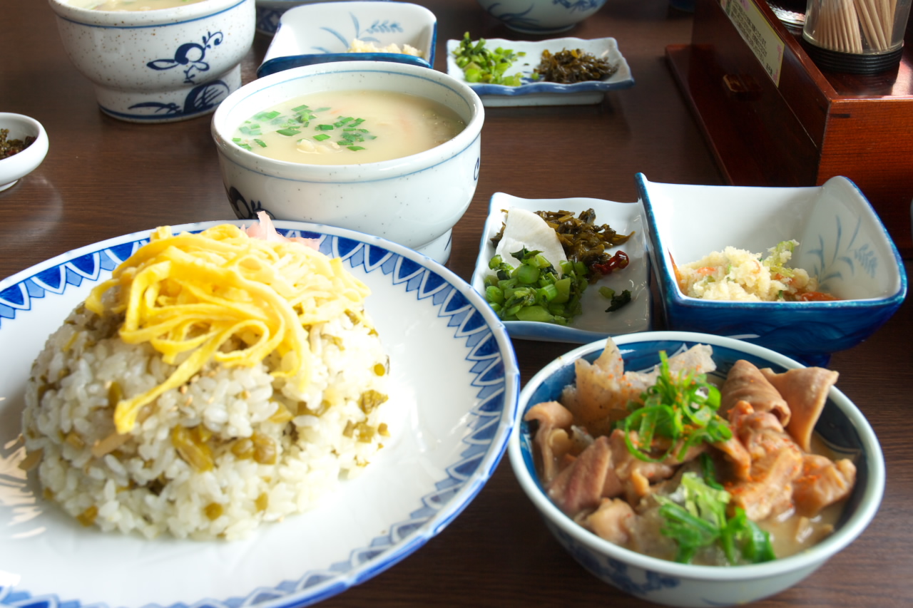 Takana rice and dagojiru set meal in Kumamoto